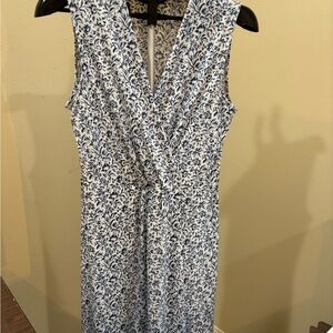 Banana Republic Blue and White Patterned Midi Dress